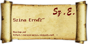 Szina Ernő névjegykártya
